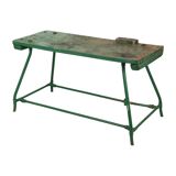 Unique Green Industrial Workbench Work Table Wood Metal 160cm