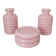 Set of pink and gold ceramic bathroom accessories
