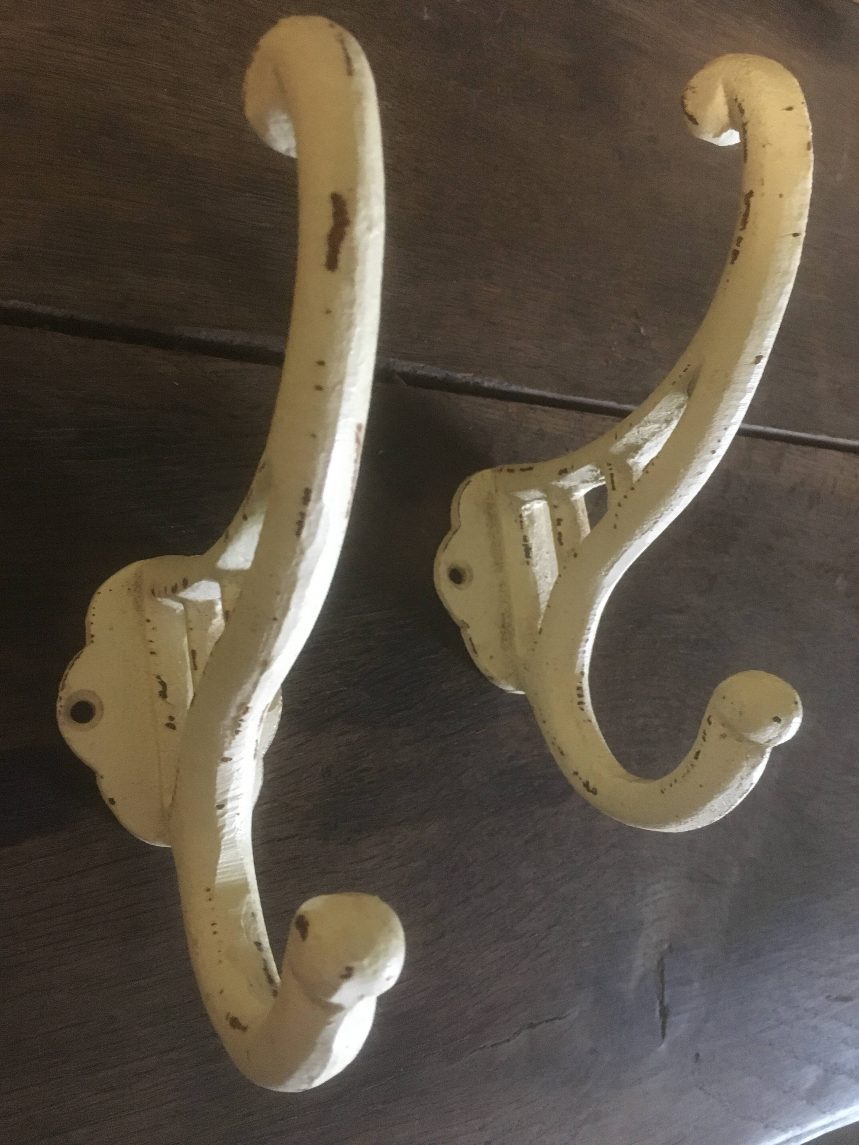 White cast iron wall hooks