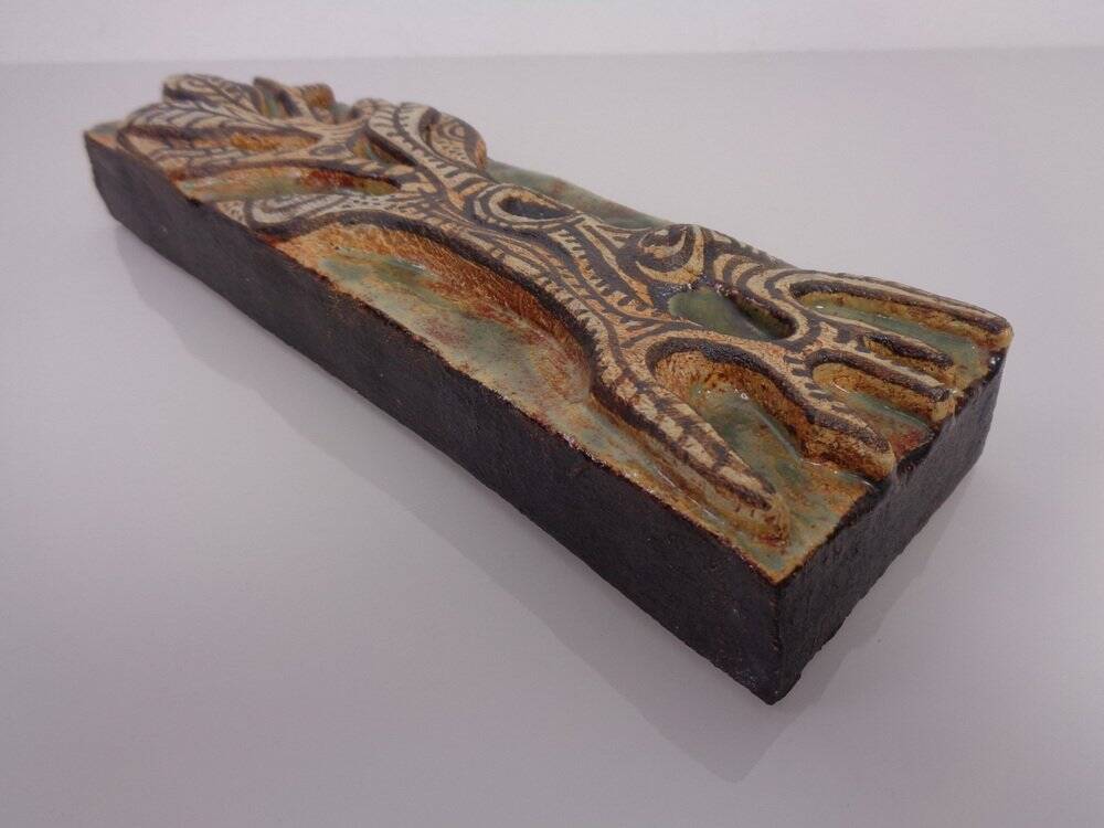 Studio ceramic wall plaque by Gerhard Liebenthron, Germany, 1983