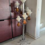 Vintage chrome and teak floor lamp 60s-70s