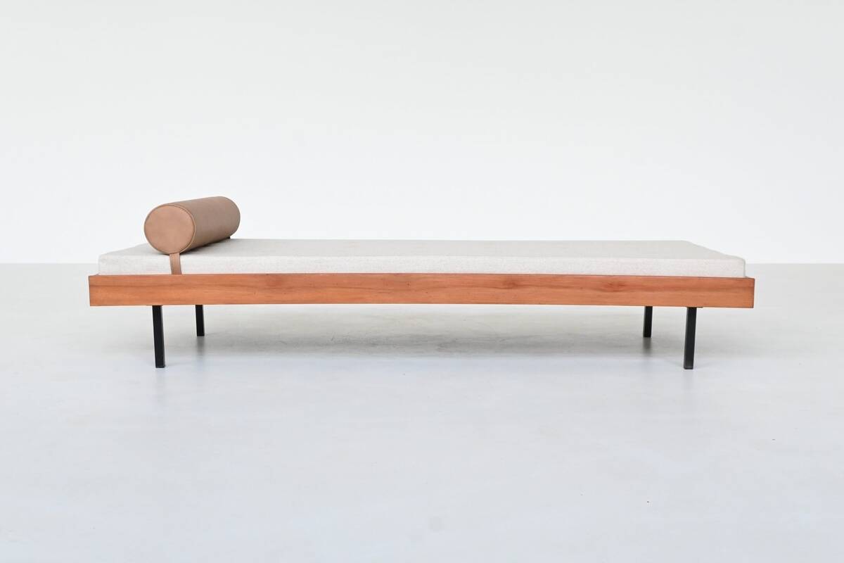 Dutch daybed in teak, metal and wool, mid-century, The Netherlands, 1960