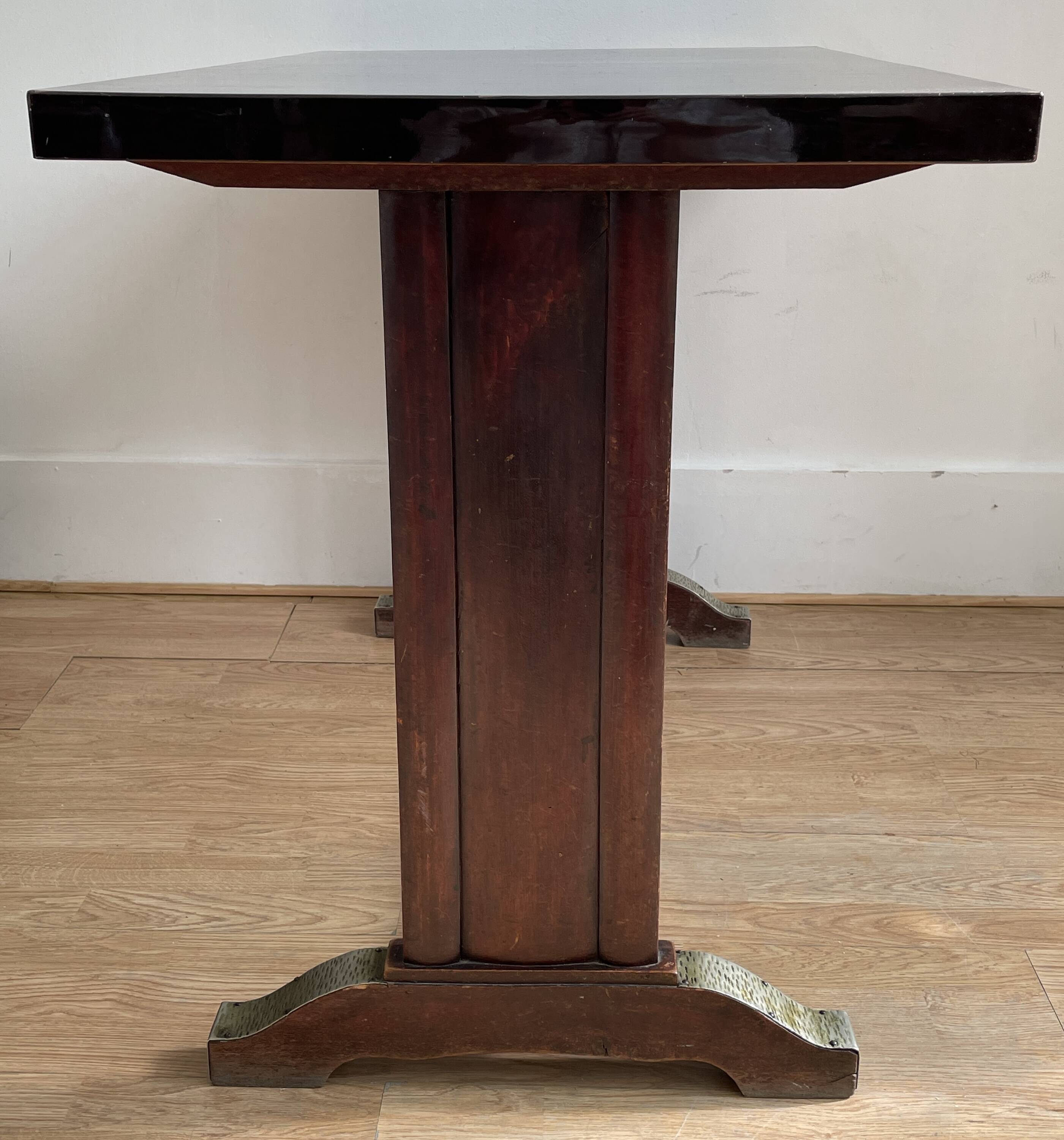 Bistro table in wood formica and zinc 1930s