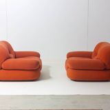 Pair of suède 'Sapporo' lounge chairs by Mobil Girgi, Italy 1970s