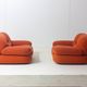 Pair of suède 'Sapporo' lounge chairs by Mobil Girgi, Italy 1970s