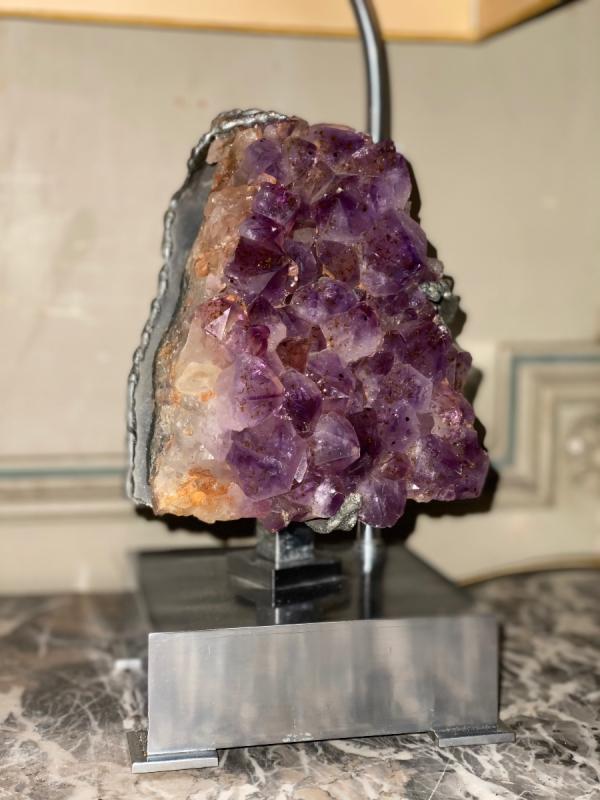 Lamp metal and amethyst circa 1980