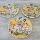 3 old majolica plates from montelupo signature hand decor