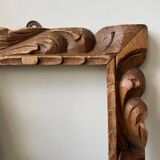Cadre ancien sculpté à la main en bois massif 33,5 x 29 cm dimensions ouverture 23,5 cm x 19 cm bois de cèdre