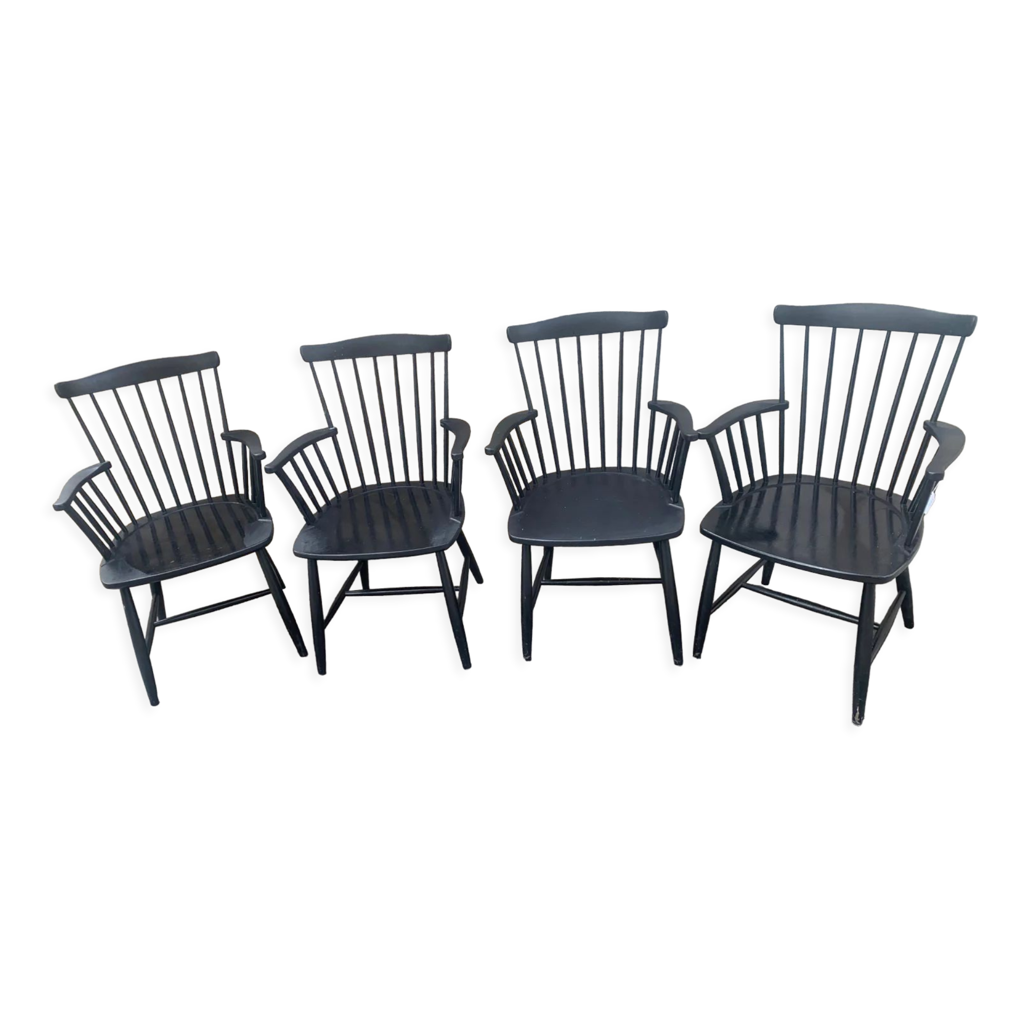 Set of 4 black Sven Erik Fryklund HagaFors armchairs