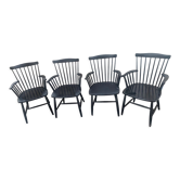 Ensemble de 4 fauteuils Sven Erik Fryklund HagaFors noirs