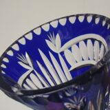 Blue cut crystal vase