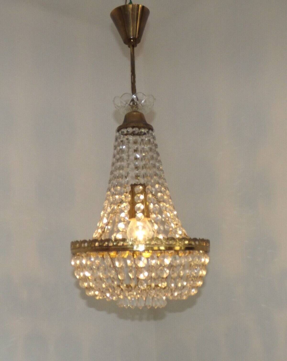 Preciosa Jablonec Czech Crystal & Brass Montgolfier Single Light Chandelier 4550