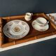 Old serving tray in faux bamboo and brass, 19th century