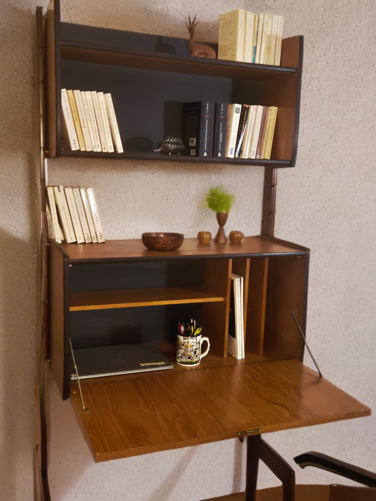 Teak secretary desk Ergo, Vintage Scandinavian 1960s