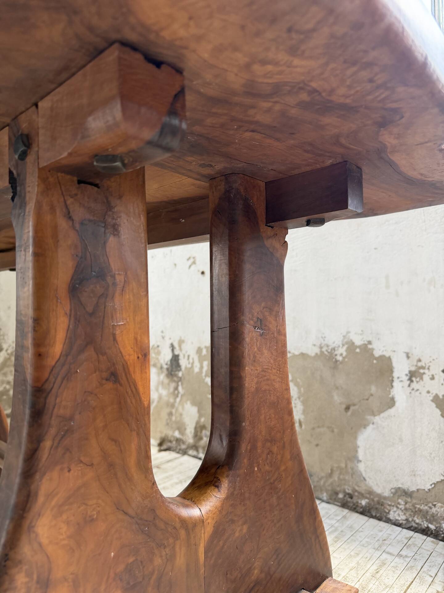 Dining table in solid olive wood Maison Skela 1960