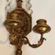 Important Pair of Gilded Carved Wood Wall Lights with Crystal Garlands