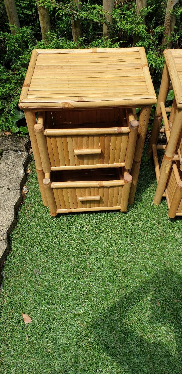 Pair of bamboo bedside tables