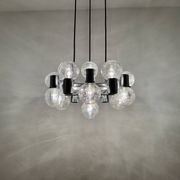 Lustre Spoutnik chromé par Doria, années 1970