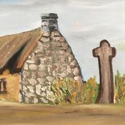 Breton house and calvary tableau