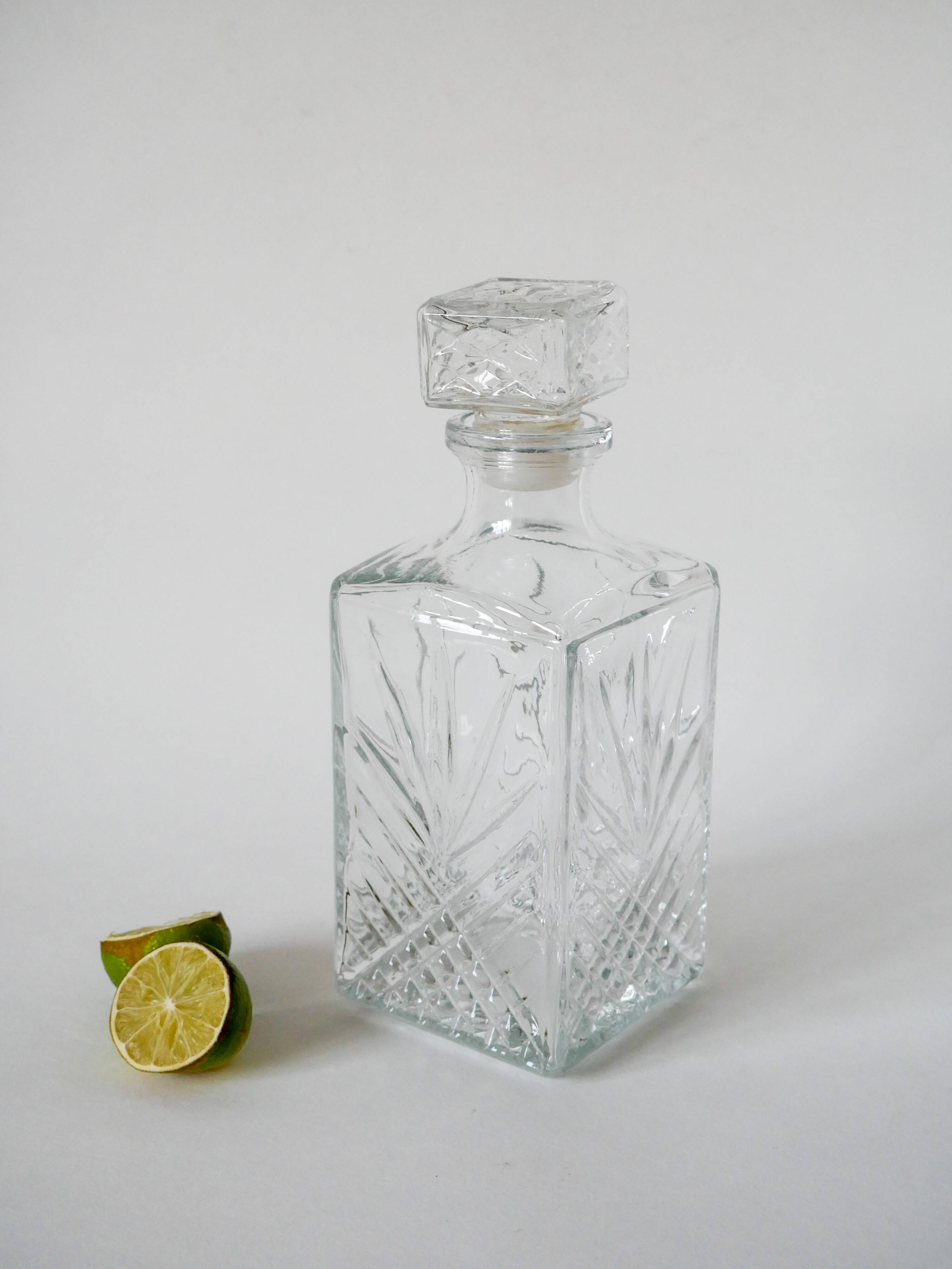 Chiseled glass whiskey decanter 1970