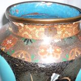 Vase chinois ancien en émaux cloisonnés 33 cm