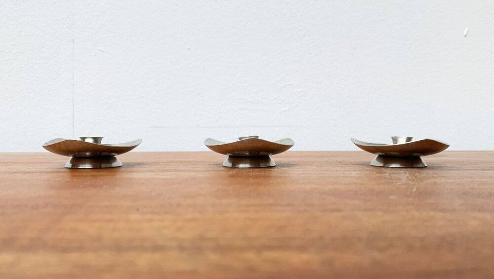 Vintage Danish minimalist candle holders by Arne Jacobsen for Stelton, set of 3.
