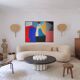 Colorful abstract art 100x80cm on stretched canvas by Bodasca