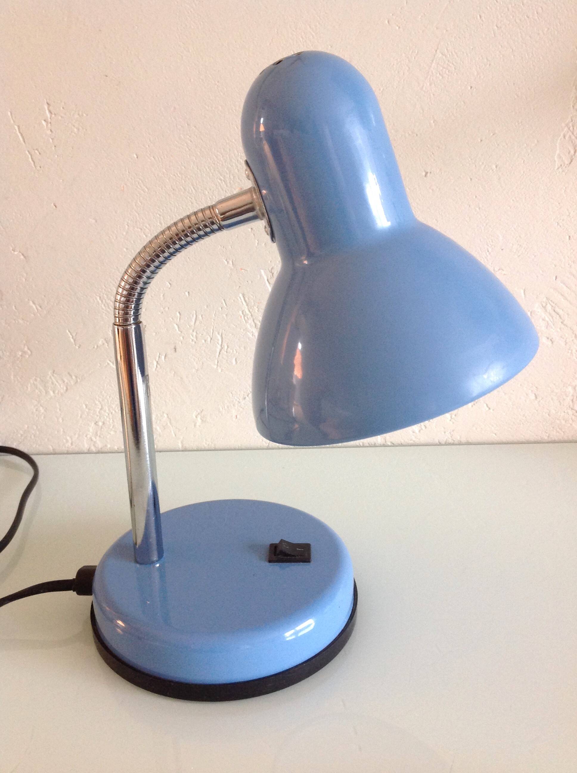 Blue metal desk lamp / vintage 70s-80s
