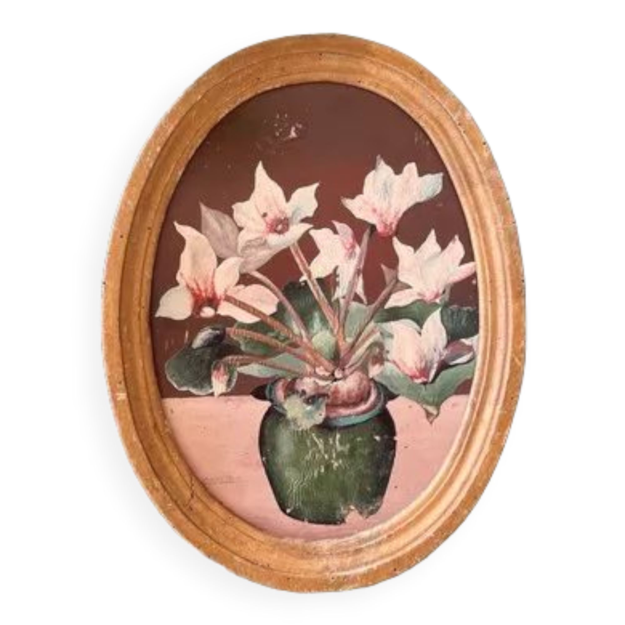 Oil on wood - medallion frame