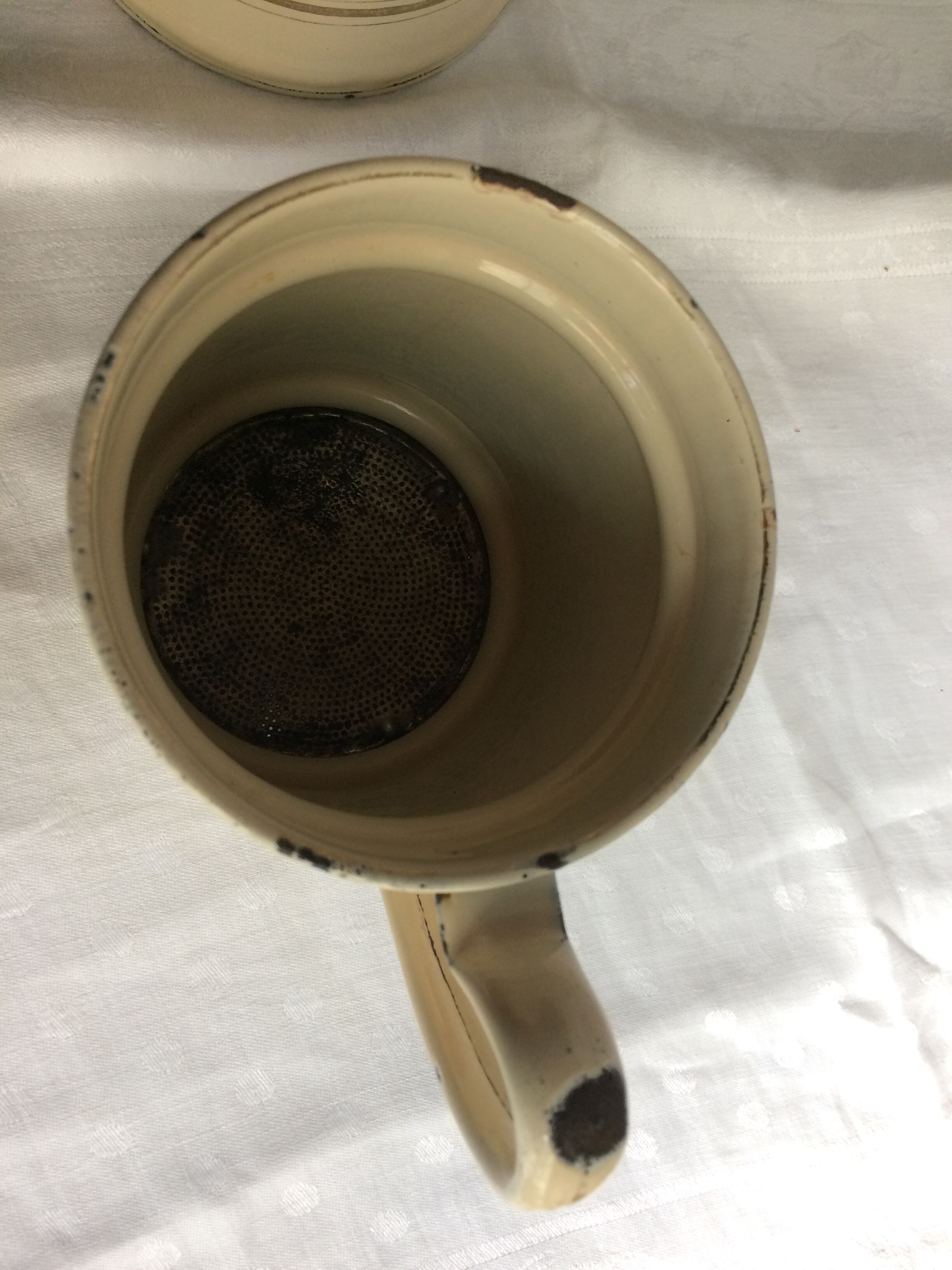 Art Nouveau enamelled sheet metal coffee maker