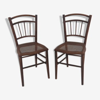 Duo de chaises bistrot cannées