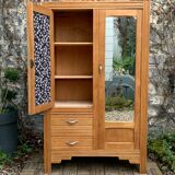 Parisian art deco hotel wardrobe in solid raw oak 1930