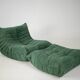 Togo set of armchair and pouf in emerald bucle