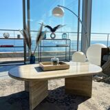 Rectangular travertine coffee table