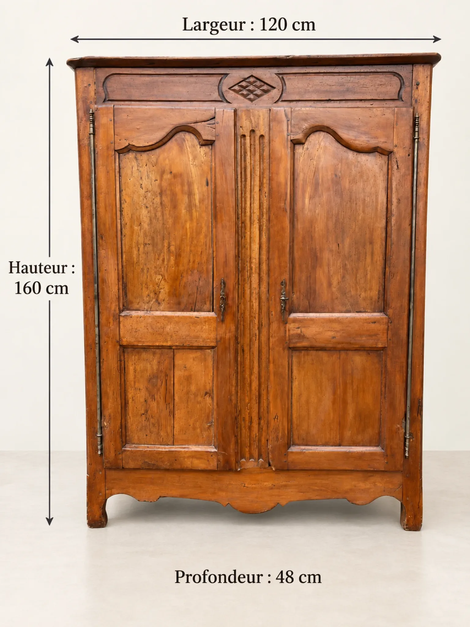 Antique two-door wardrobe, 18th century French country style.