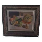 Old painting on cardboard still life
