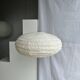 Large oval flat Japanese-style suspension in rattan and natural linen H35 D60.