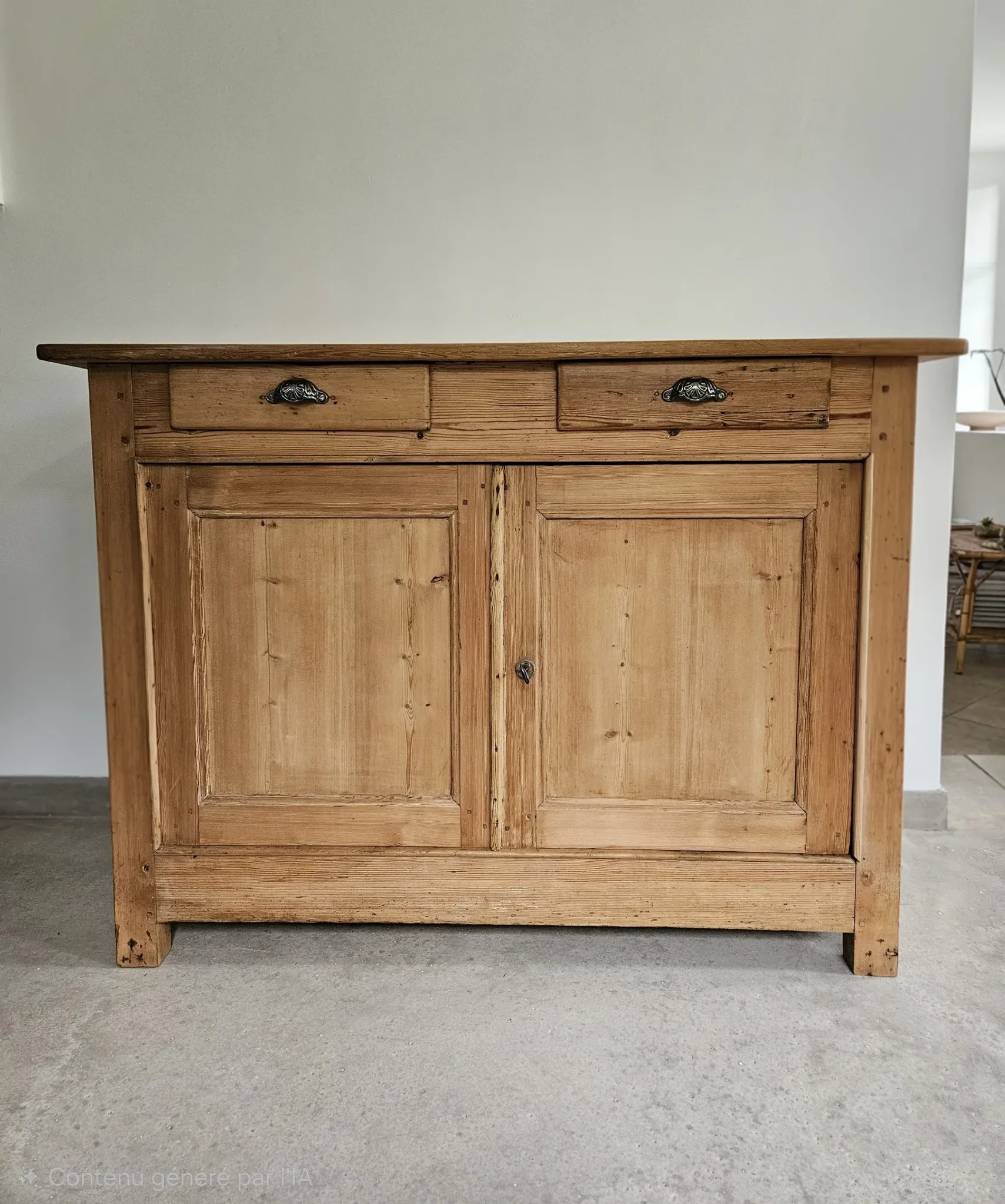 Bahut, buffet bas ancien pitchpin massif brut