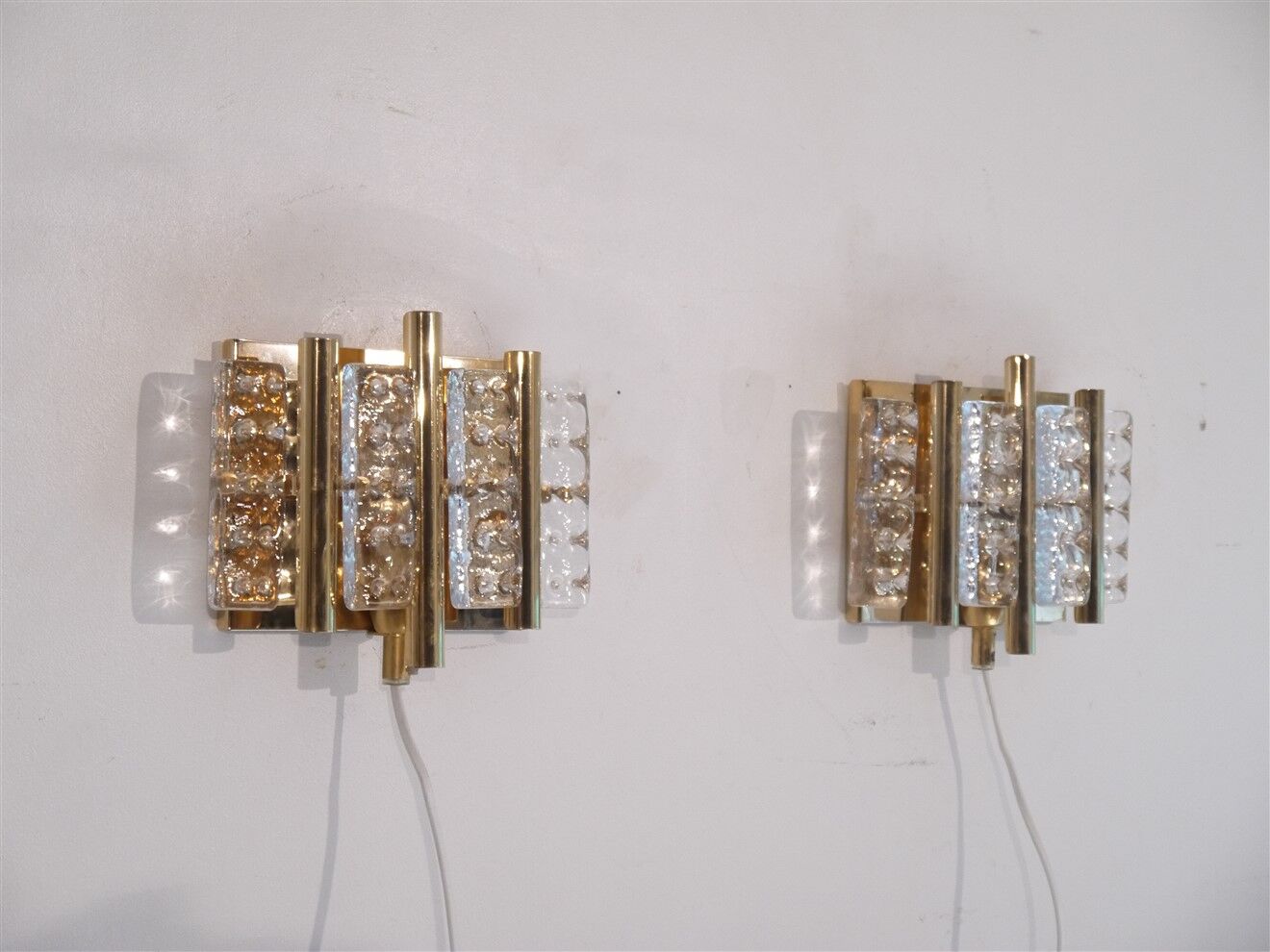 Crystal and brass sconces by Carl Fagerlund 1970