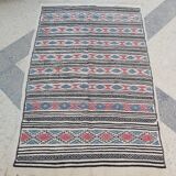 Tapis blanc à motifs multicolores fait main 200x110cm