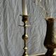 Pair of gilded candlesticks with engraved flower garland motifs H22
