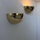 Pair of vintage half moon wall lights, brass, France 1970