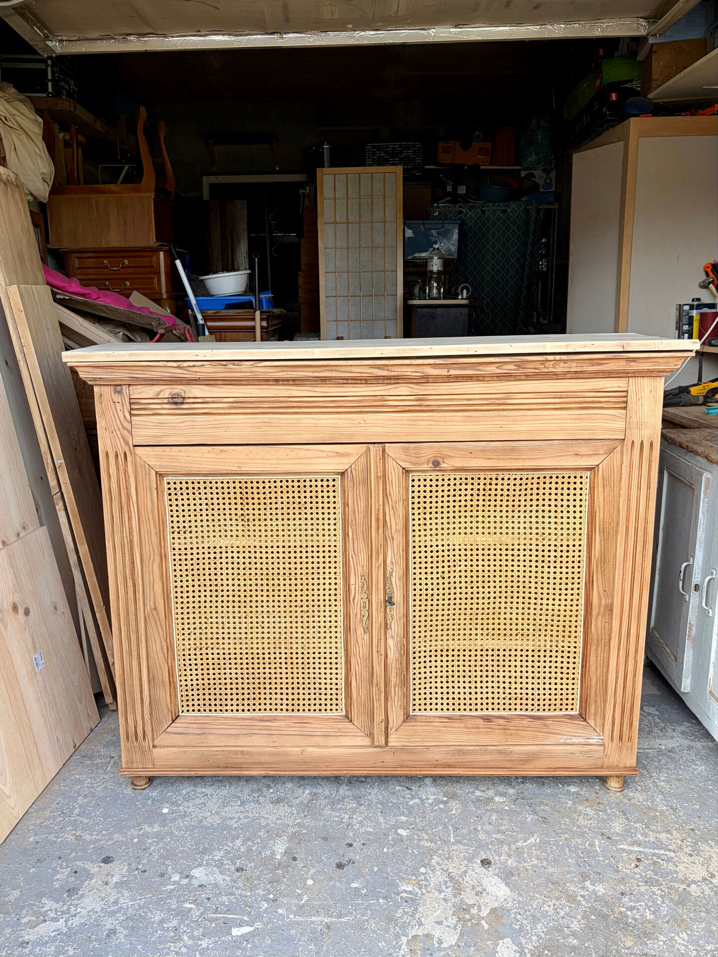 Raw wood and caning buffet