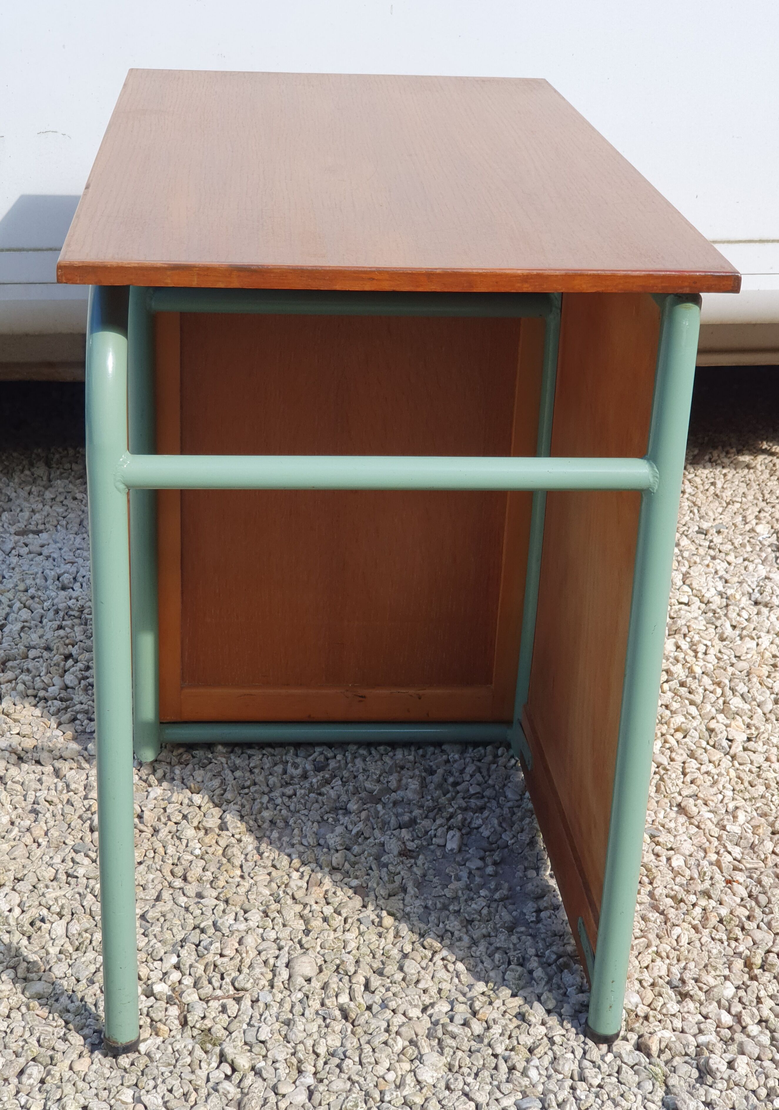 Small vintage desk with 3 drawers in lacquered tube and wood