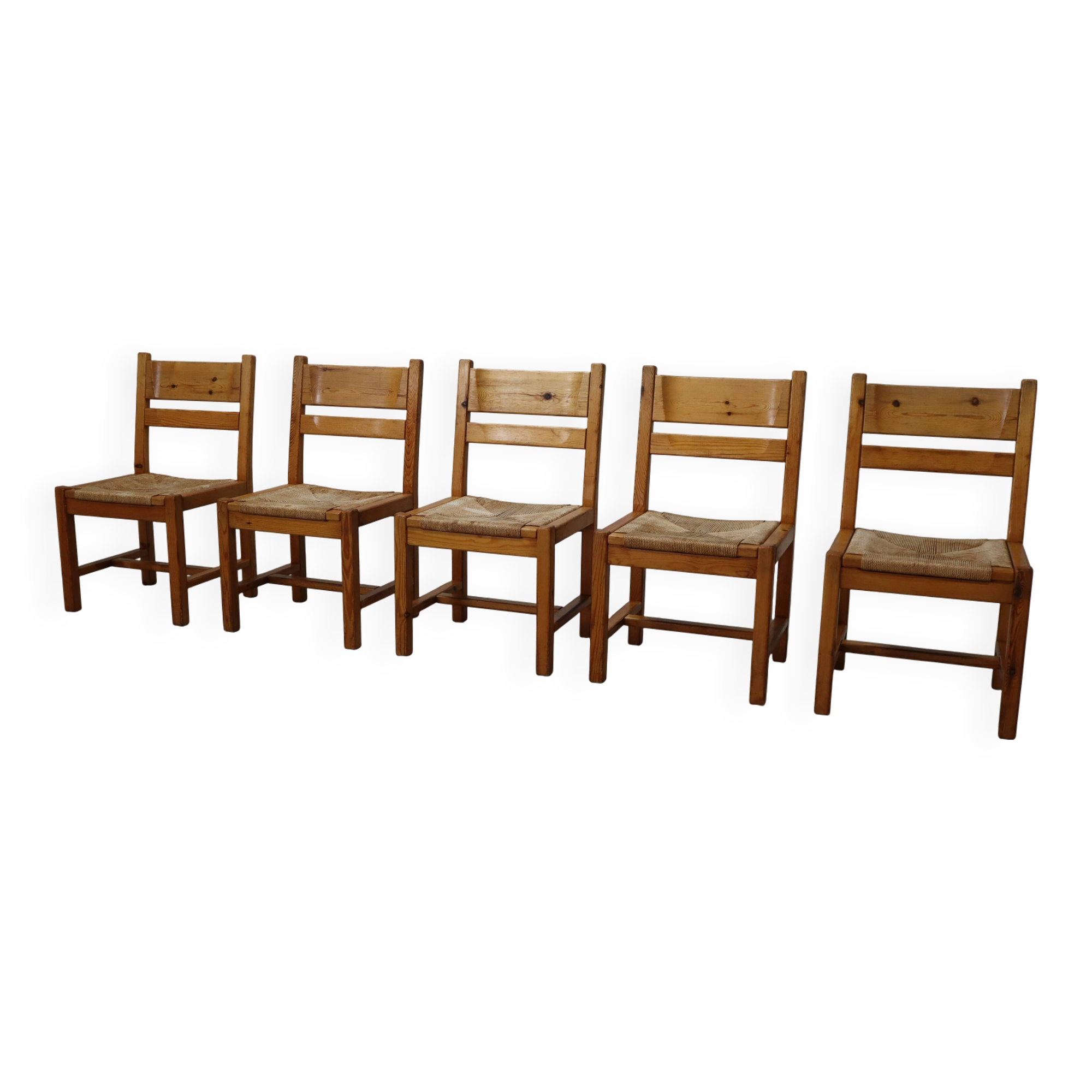 Set of 5 vintage chairs by Tage Poulsen for Gramrode Møbelfabrik, 1970's