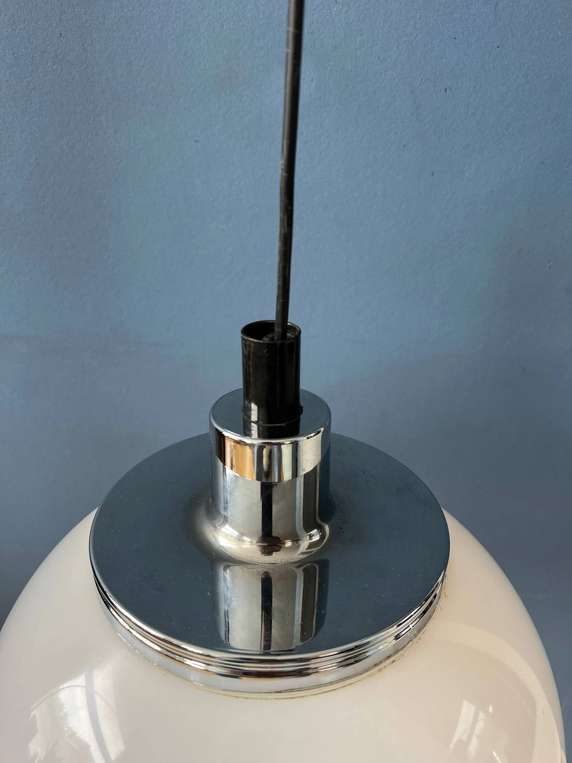 Vintage Guzzini Faro white acrylic glass pendant light
