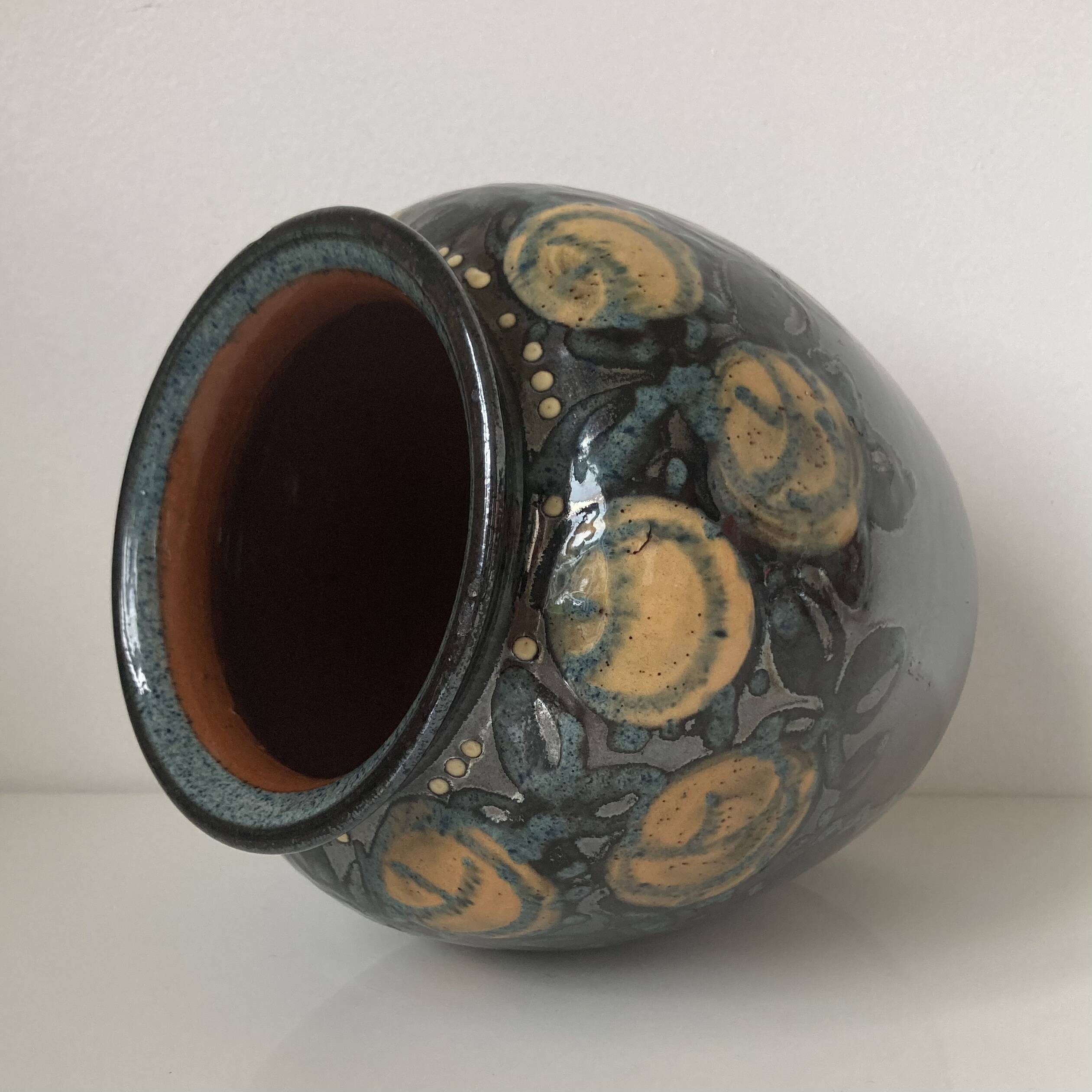 Beautiful ceramic vase with floral decoration by Paul Jacquet dating from the 1930s