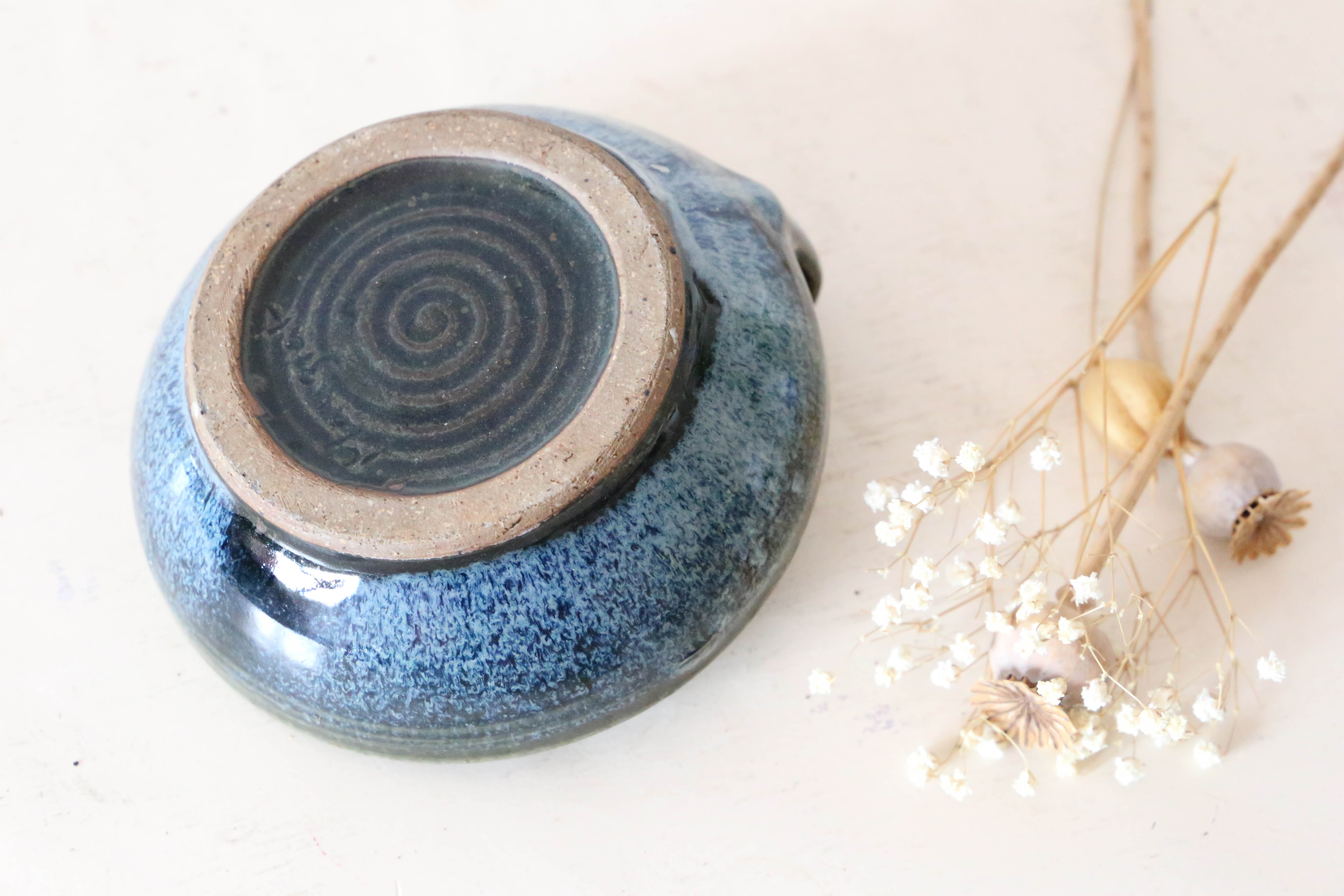 Candle holder, vintage pottery, Manziat, vintage