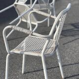 Set of 3 Industrial Metal Bistro Armchairs / France 1960 by Rene Malaval
