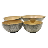 Set of 4 hand-painted bamboo salad bowls
